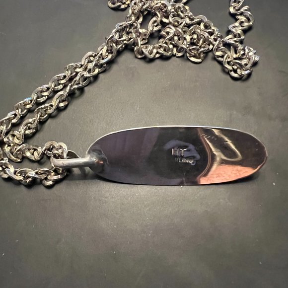 Navajo Onyx Sterling Silver Pendant Necklace - Picture 4 of 7